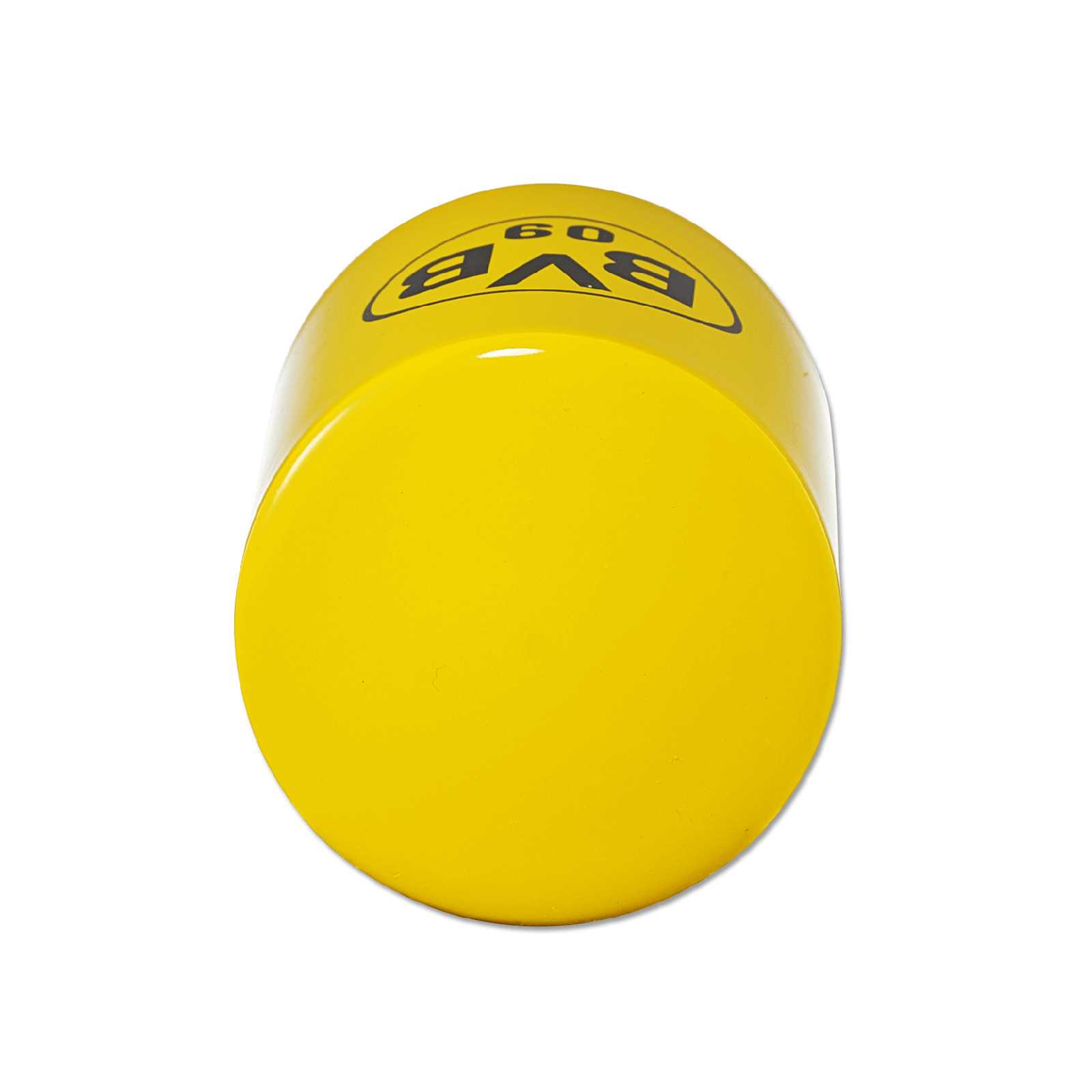 Frontansicht des gelben BVB-Flaschenöffners Push und Pull mit schwarzgelbem BVB-Emblem oben auf dem Öffner.