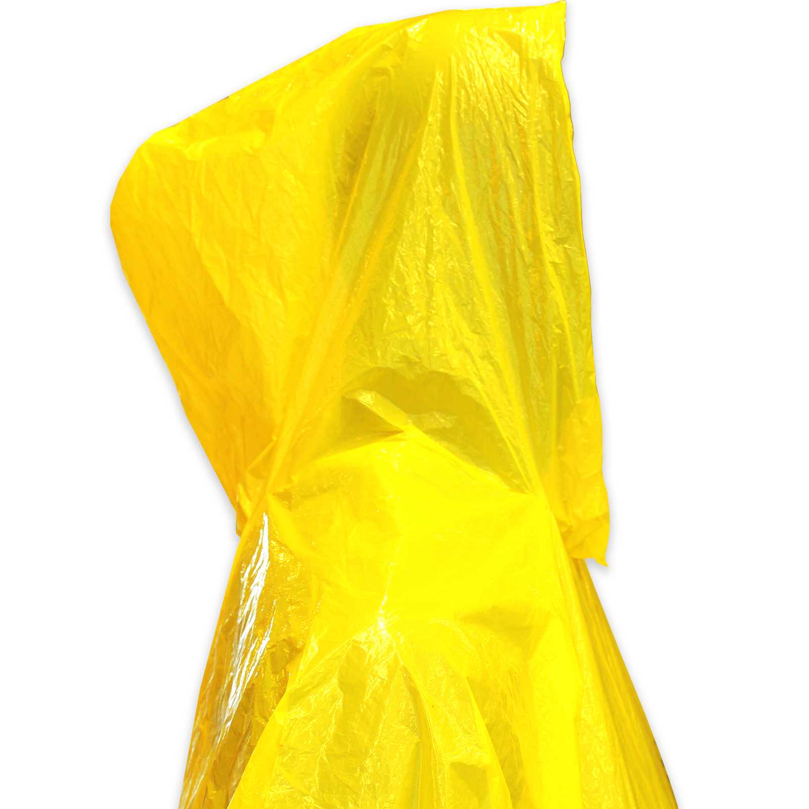 Detailansicht des leuchtend gelben BVB Regenponcho mit Kapuze. Das Material wirkt leicht und schützt optimal vor Regen.
