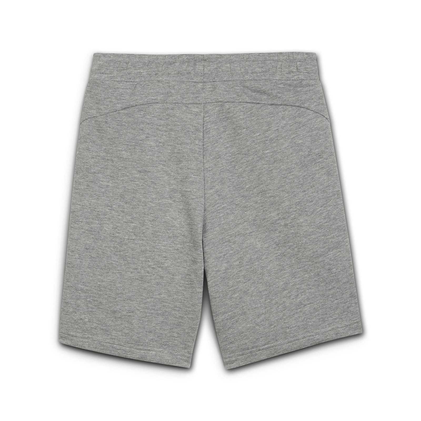 Rückansicht der grauen BVB Shorts Essential 2025 ohne sichtbares BVB-Emblem oder weitere Details, schlichtes Design.