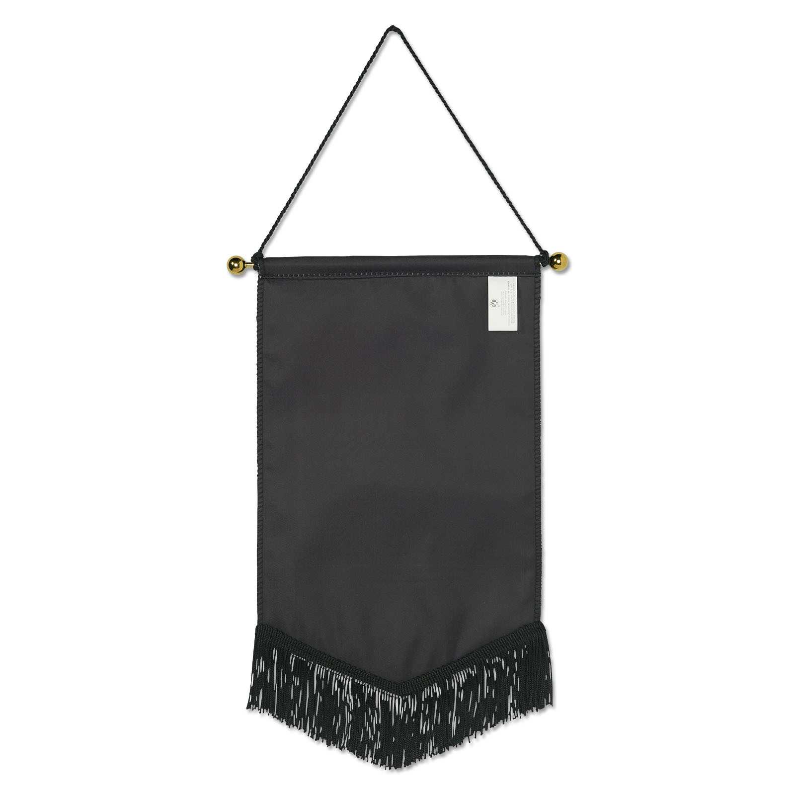 Vorderansicht des BVB Schmuckwimpels (30 cm) in schwarz mit Fransenabschluss und Aufhängung, ohne sichtbares BVB-Emblem.