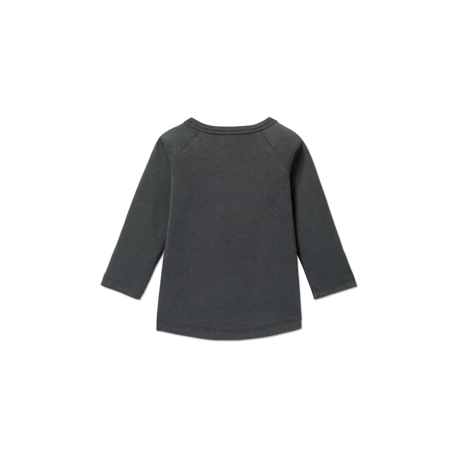 Rückansicht des BVB Longsleeve Biene Baby in dunklem Grau, langärmlig und ohne sichtbare Details oder BVB-Emblem.