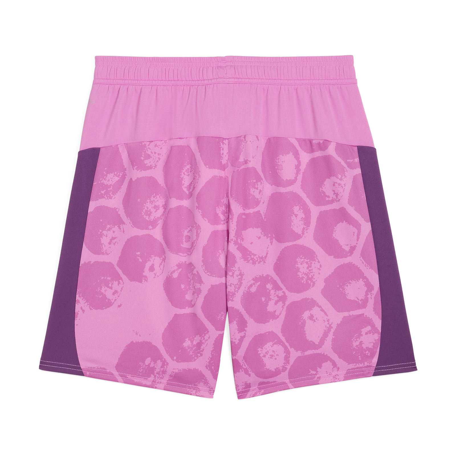 Rückansicht der BVB KidSuper Torwarthose Erw. in Rosa mit lilafarbenen Seiteneinsätzen und auffälligem Muster, ohne sichtbares BVB-Emblem.