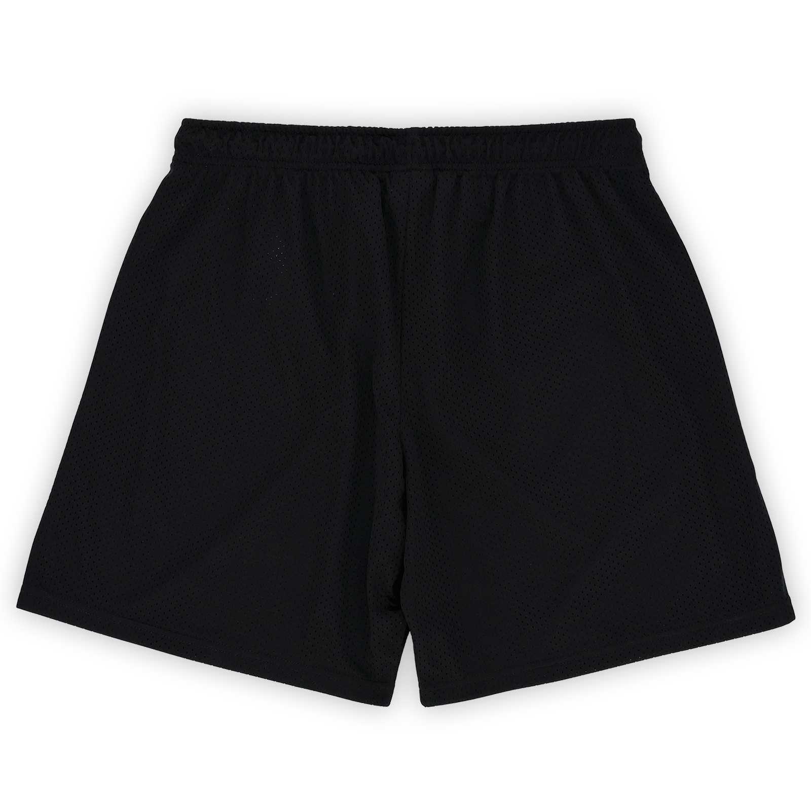Rückansicht der schwarzen BVB College Sweatshorts aus Mesh-Stoff mit elastischem Bund, schlichtes Design ohne sichtbares BVB-Emblem.