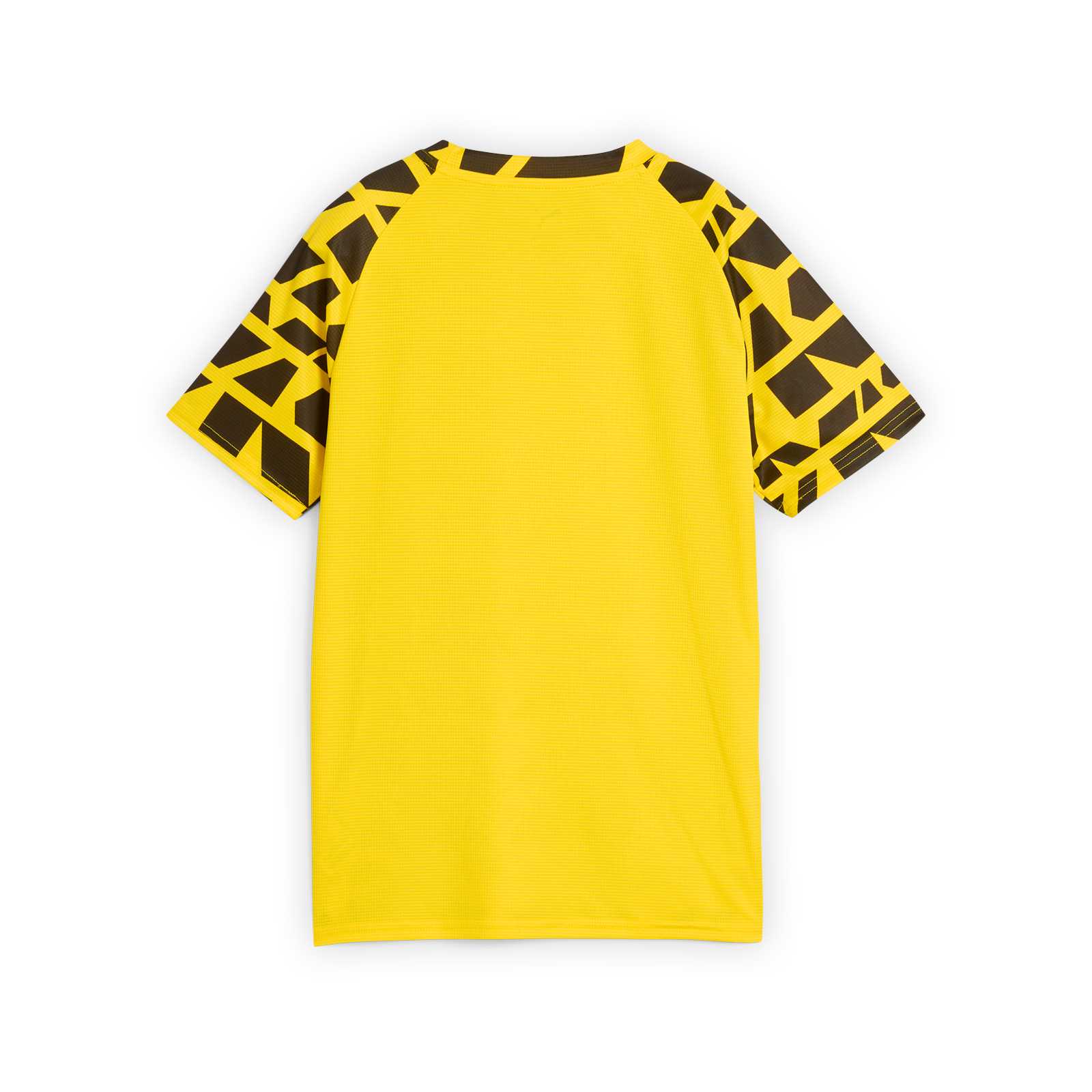 Rückansicht des BVB Warm Up Kinder-Shirts in kurzarm mit besonderem Muster auf den Ärmeln