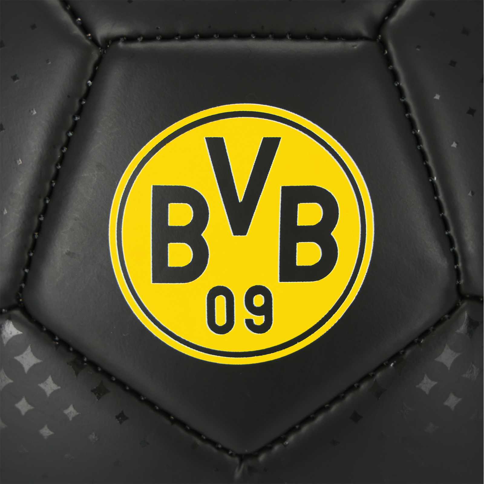 Detailaufnahme des gelben BVB-Logos.