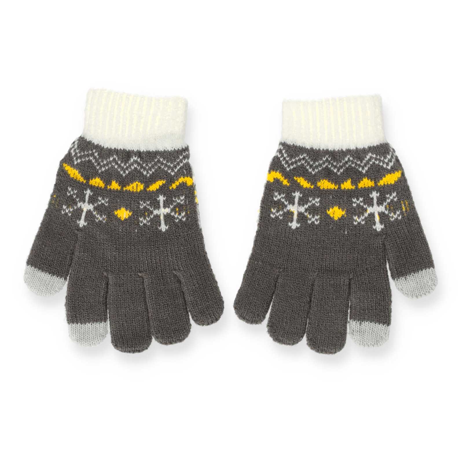 Rückansicht der grauen BVB Handschuhe mit norweger-Muster.