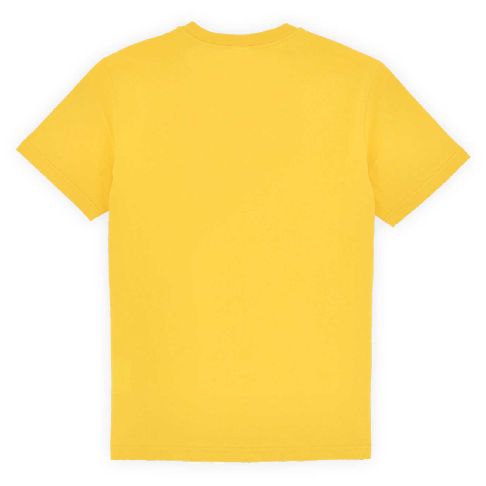 Rückansicht des gelben T-Shirts.