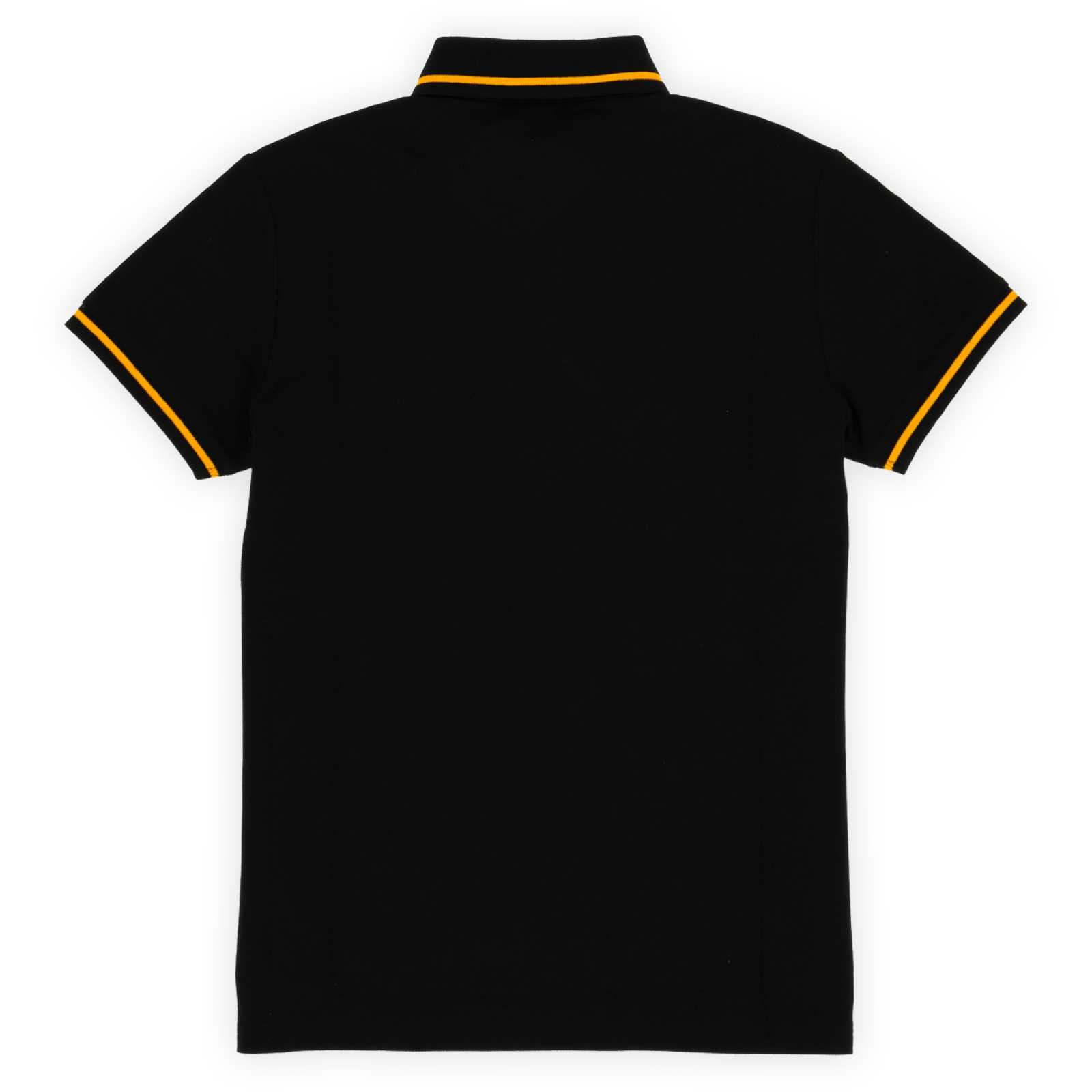 Rückansicht des schwarzen BVB-Poloshirts.