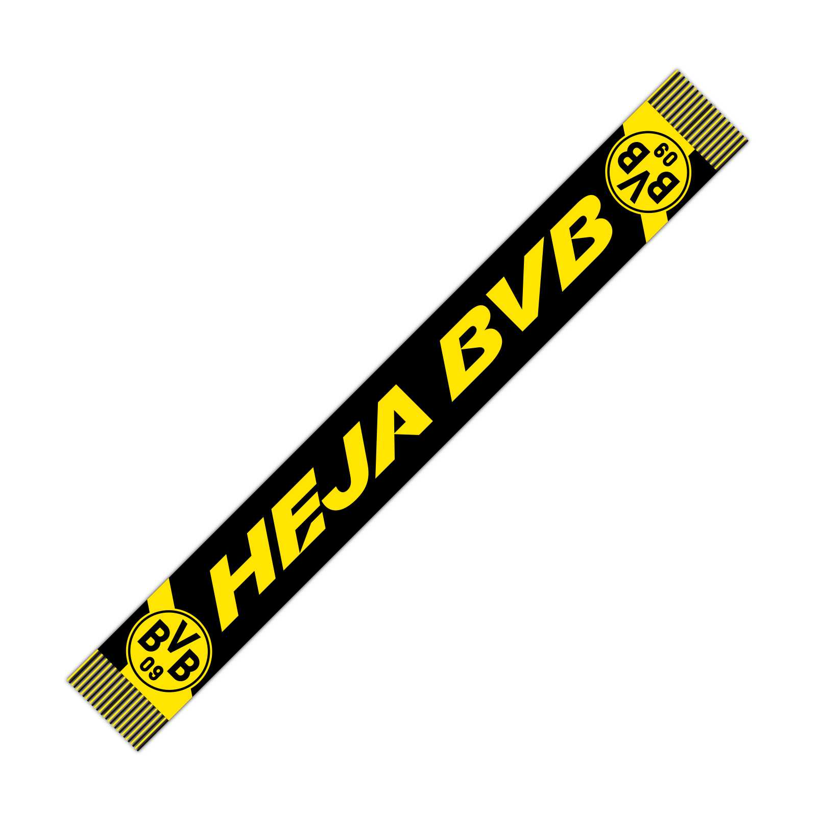 Schwarzgelber BVB-Schal mit HEJA BVB Aufschrift und BVB-Logo.