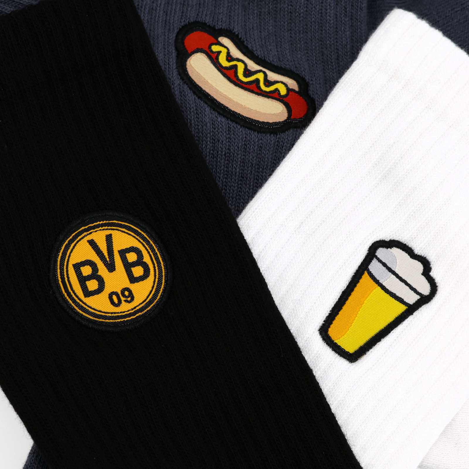Detailansicht der Icons Bratwurst, Bier und Borussia