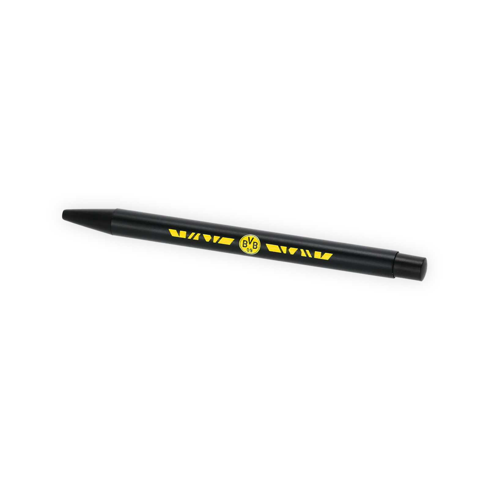 Schwarzer BVB-Kugelschreiber mit gelbem BVB-Logo.